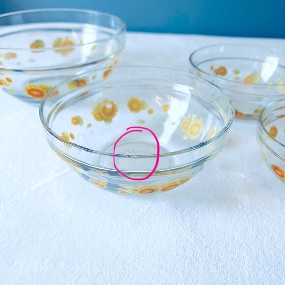 Set 5 Vintage Imperial Glass Sunflower Flower Dute Nesting Bowls, Daisy, Yellow - Picture 10 of 10